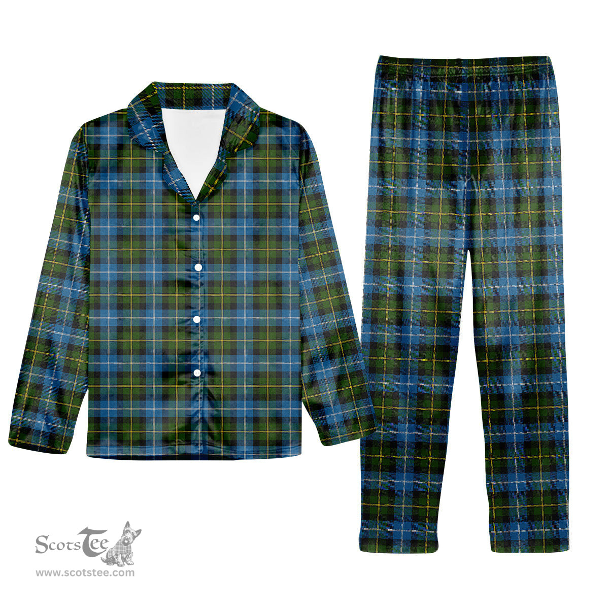 ScotsTee Shop Scottish MacNeil of Barra Tartan Pajama Satin Velvet Flannel Pajama Set