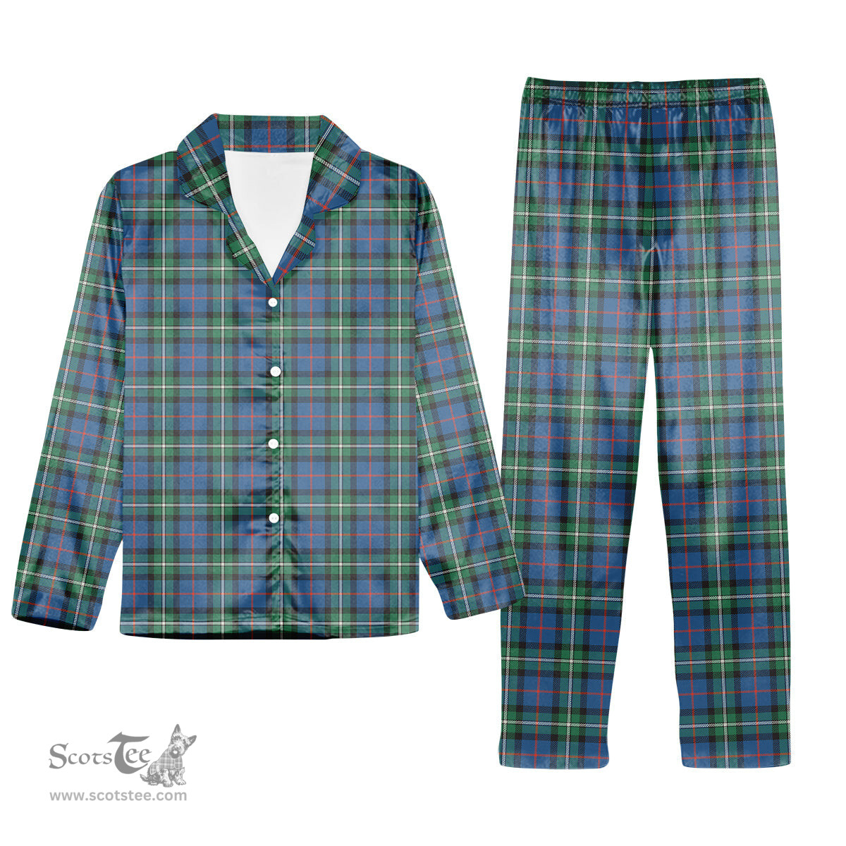 ScotsTee Shop Scottish MacPhail Hunting Ancient SC Tartan Pajama Satin Velvet Flannel Pajama Set