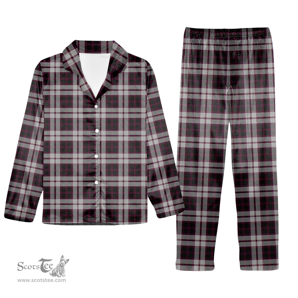 ScotsTee Shop Scottish MacPherson of Pitmain Tartan Pajama Satin Velvet Flannel Pajama Set