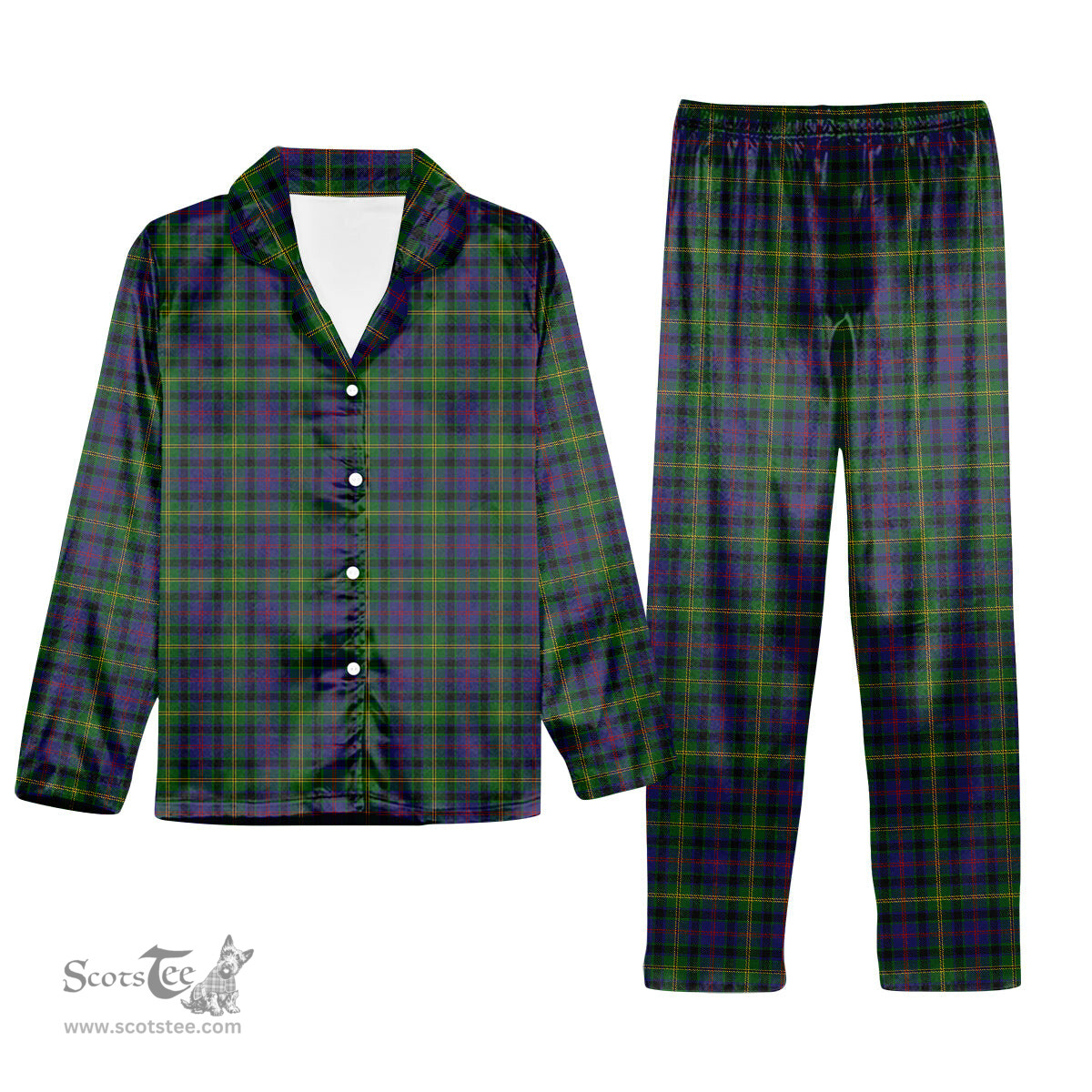 ScotsTee Shop Scottish Maresh Tartan Pajama Satin Velvet Flannel Pajama Set