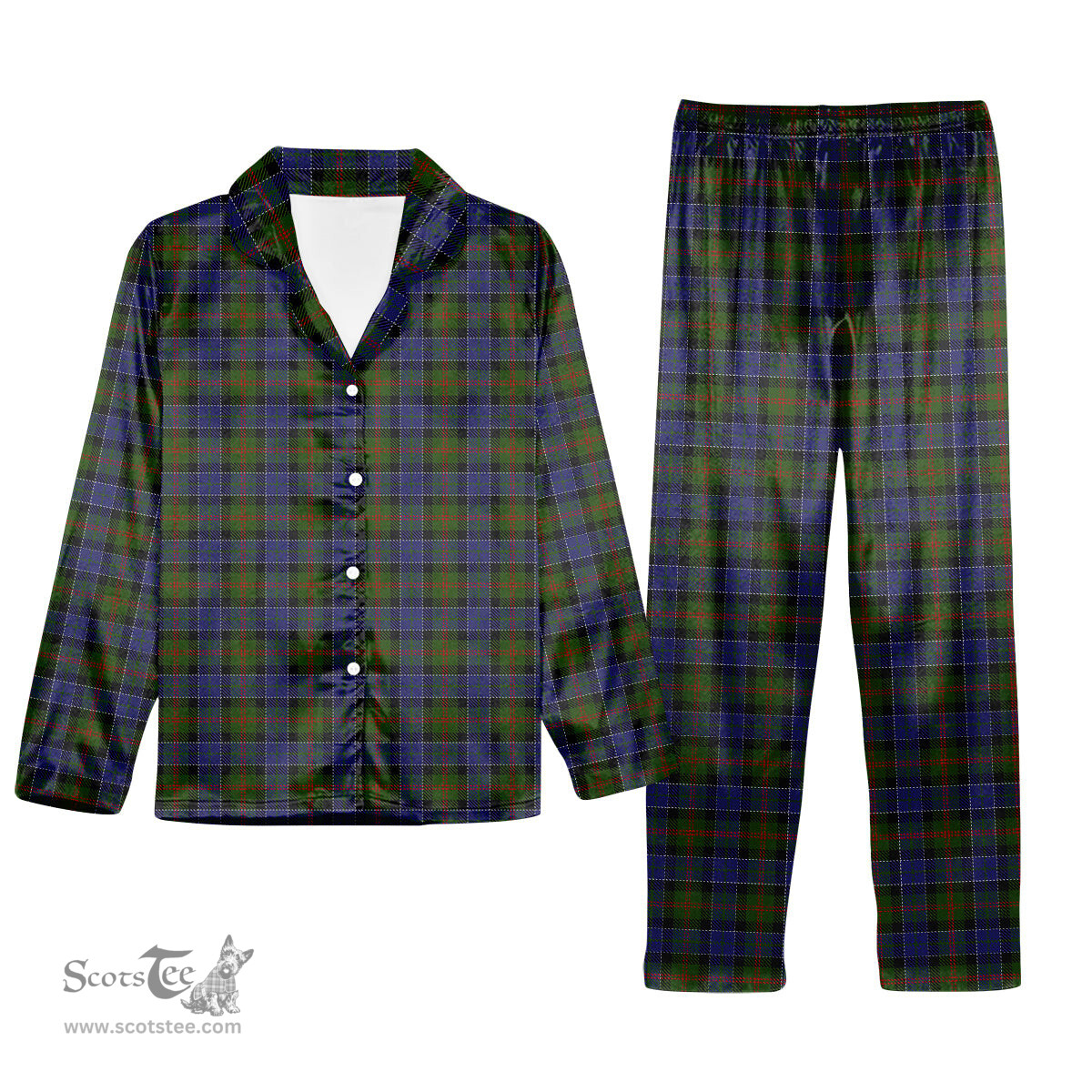 ScotsTee Shop Scottish MacPhedran Tartan Pajama Satin Velvet Flannel Pajama Set