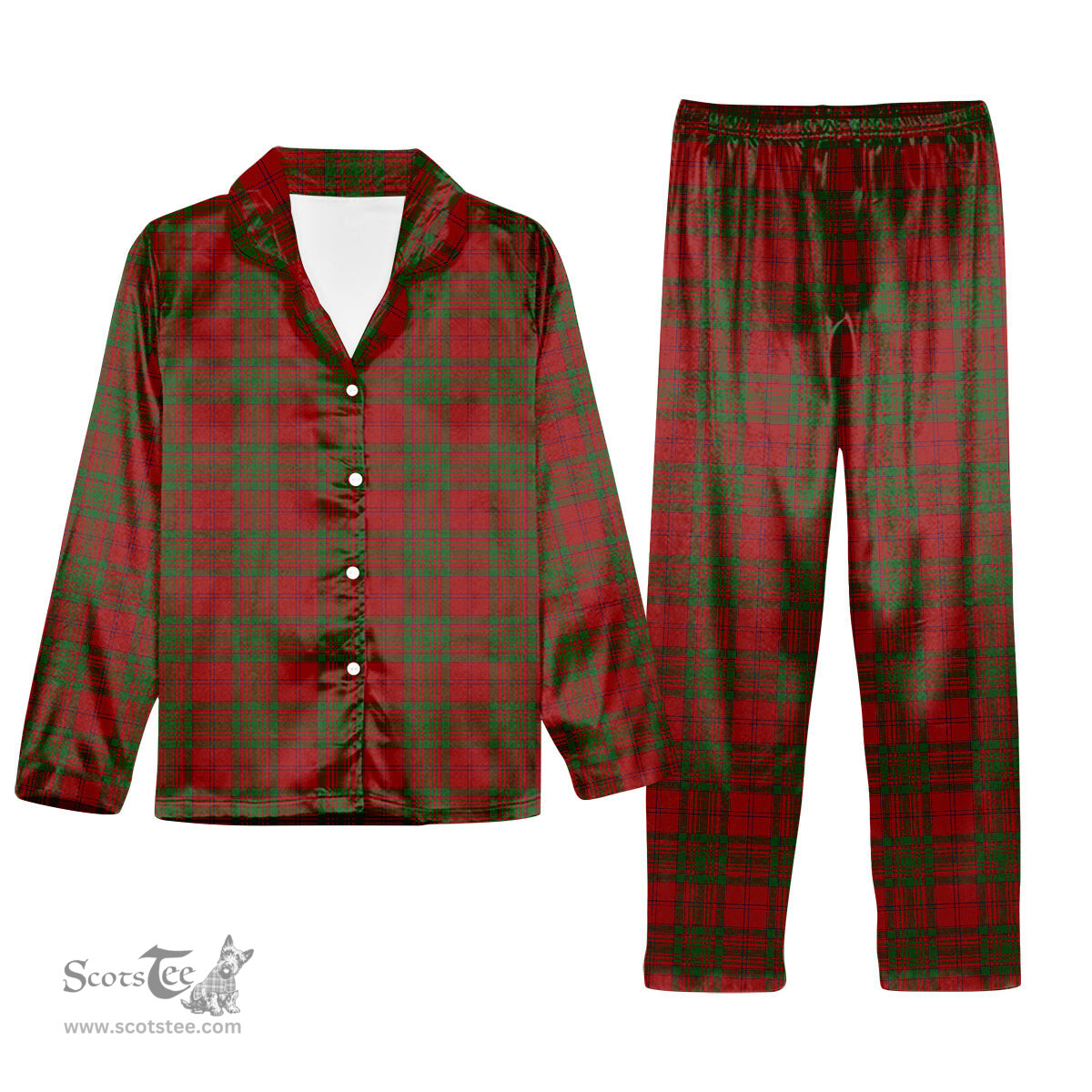 ScotsTee Shop Scottish McAlister of Glenbarr Tartan Pajama Satin Velvet Flannel Pajama Set