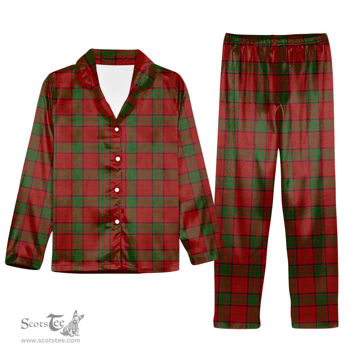 ScotsTee Shop Scottish Maxwell Tartan Pajama Satin Velvet Flannel Pajama Set