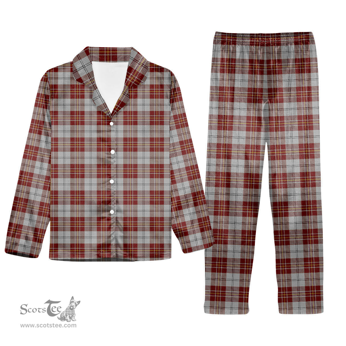 ScotsTee Shop Scottish MacPherson Dress Burgundy Dance Tartan Pajama Satin Velvet Flannel Pajama Set