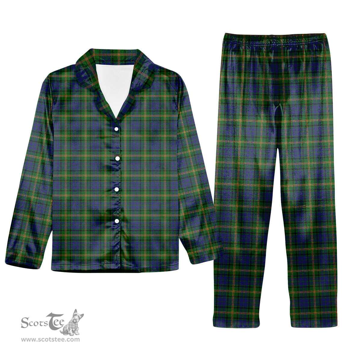 ScotsTee Shop Scottish Maitland Chief Tartan Pajama Satin Velvet Flannel Pajama Set