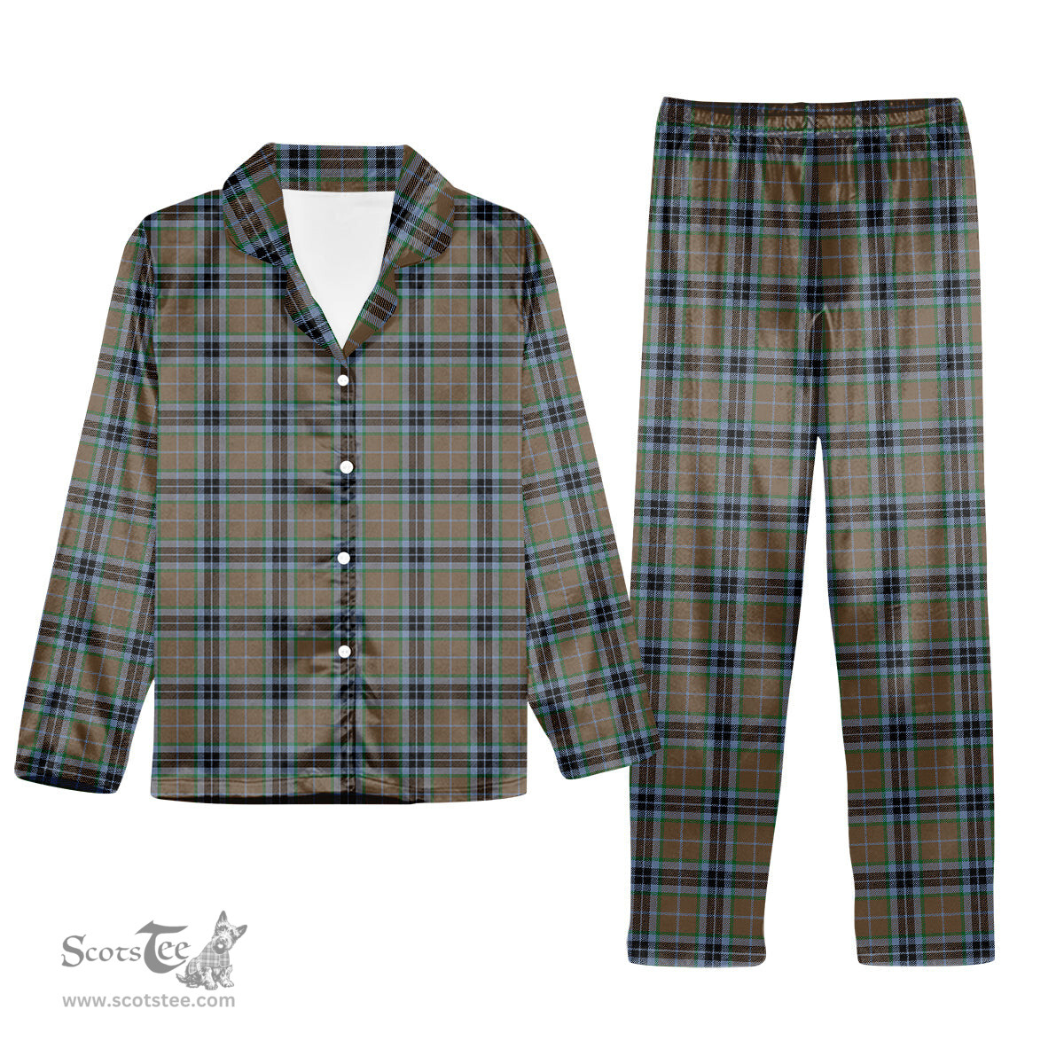 ScotsTee Shop Scottish MacTavish Hunting Ancient Tartan Pajama Satin Velvet Flannel Pajama Set