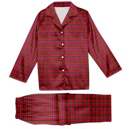 ScotsTee Shop Scottish MacRae Modern Tartan Pajama Satin Velvet Flannel Pajama Set