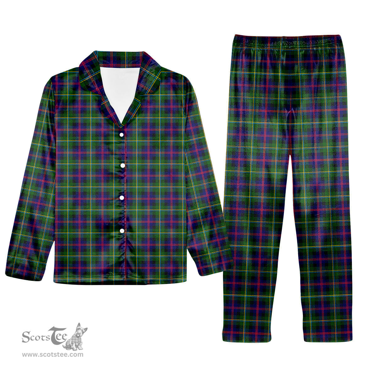 ScotsTee Shop Scottish Malcolm Modern Tartan Pajama Satin Velvet Flannel Pajama Set