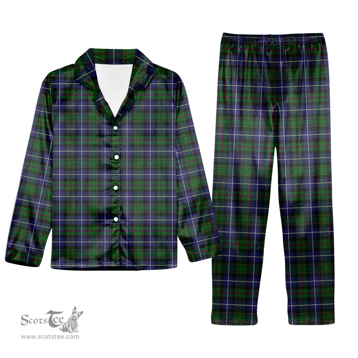 ScotsTee Shop Scottish MacRae Hunting Wilsons_ Tartan Pajama Satin Velvet Flannel Pajama Set
