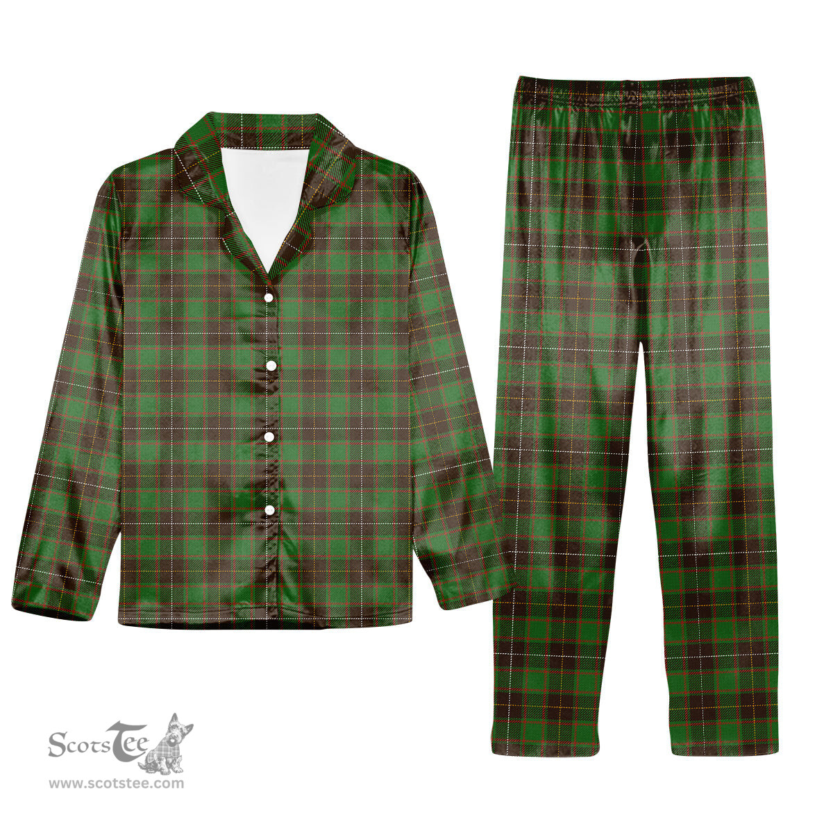 ScotsTee Shop Scottish MacPhee Hunting Ancient Tartan Pajama Satin Velvet Flannel Pajama Set