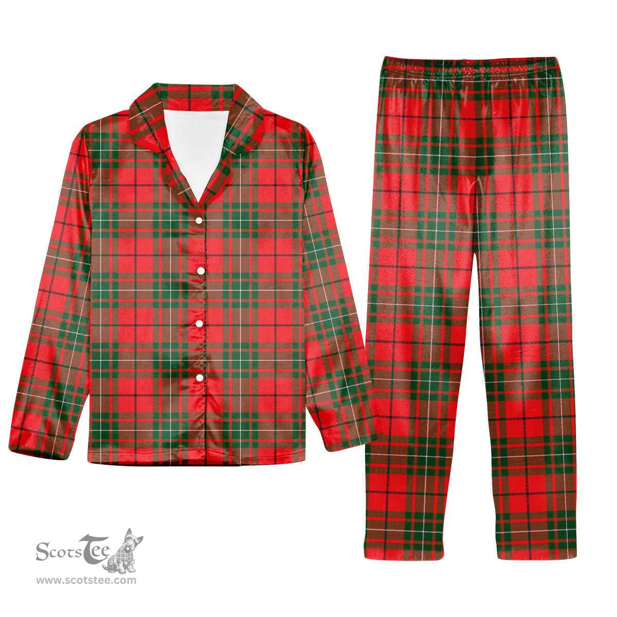 ScotsTee Shop Scottish McAulay Modern Tartan Pajama Satin Velvet Flannel Pajama Set
