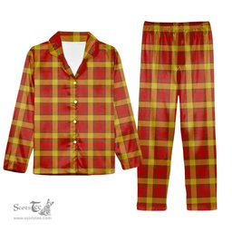 ScotsTee Shop Scottish Maguire Black Tartan Pajama Satin Velvet Flannel Pajama Set