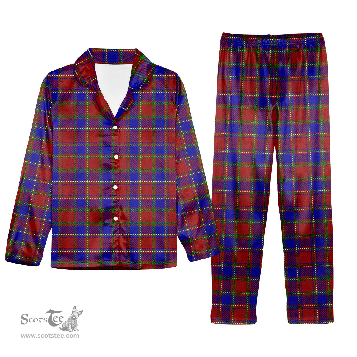 ScotsTee Shop Scottish Mair Tartan Pajama Satin Velvet Flannel Pajama Set
