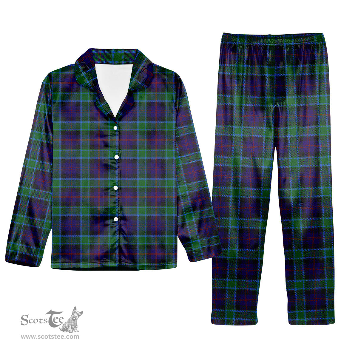 ScotsTee Shop Scottish MacTaggart Johnstons Tartan Pajama Satin Velvet Flannel Pajama Set