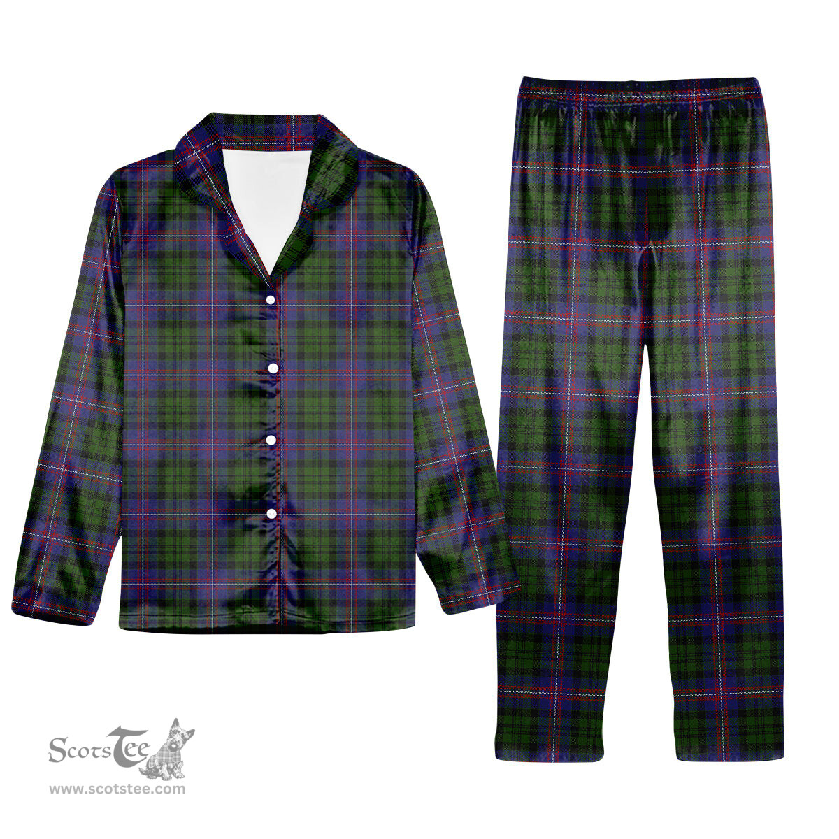 ScotsTee Shop Scottish MacNeil of Colonsay 2 Tartan Pajama Satin Velvet Flannel Pajama Set