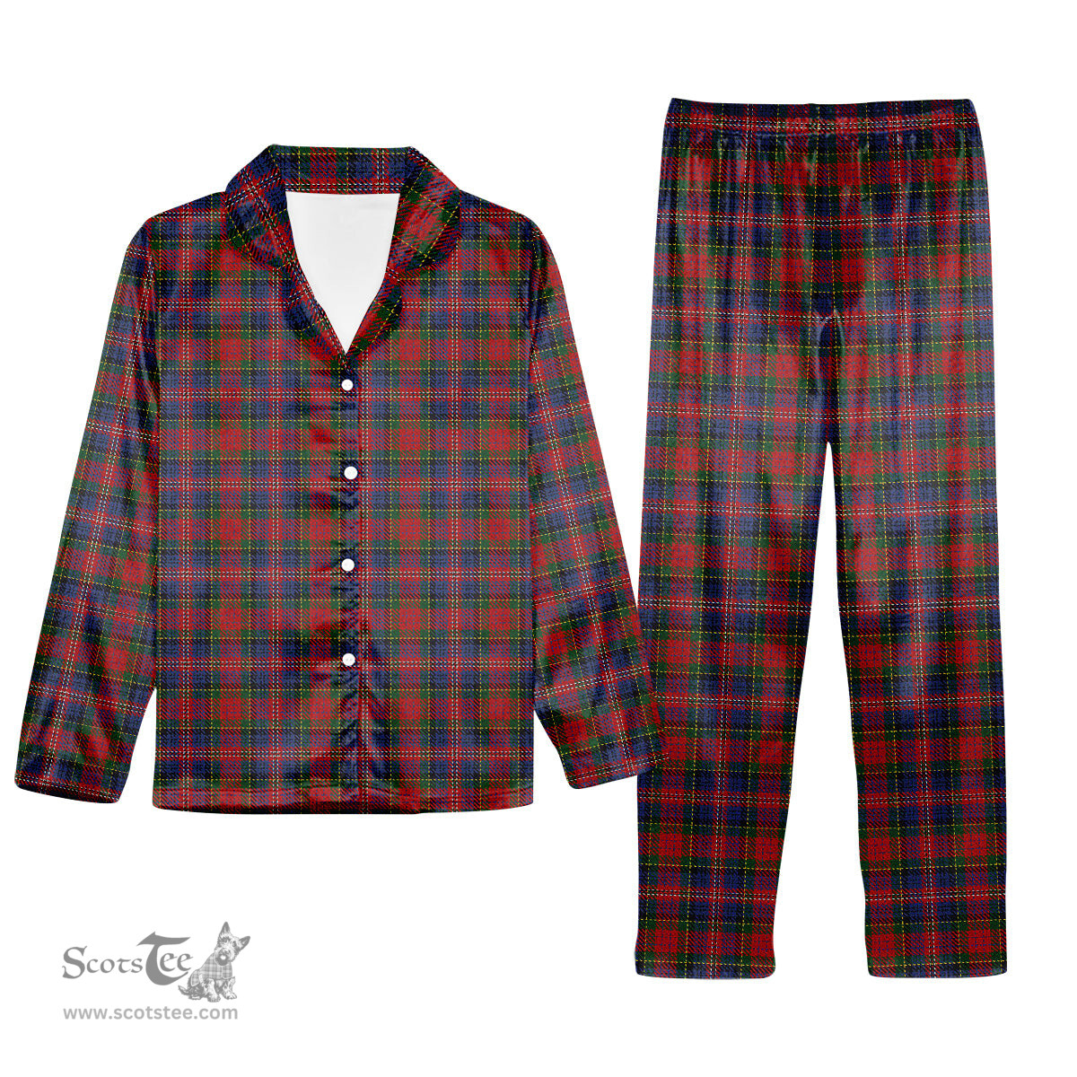 ScotsTee Shop Scottish MacPherson 6 Tartan Pajama Satin Velvet Flannel Pajama Set