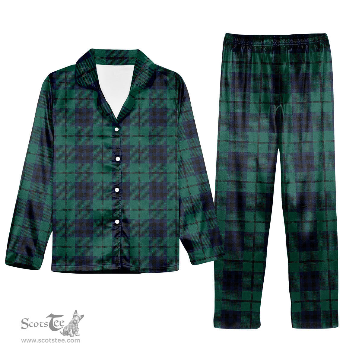 ScotsTee Shop Scottish Marshall Modern Tartan Pajama Satin Velvet Flannel Pajama Set