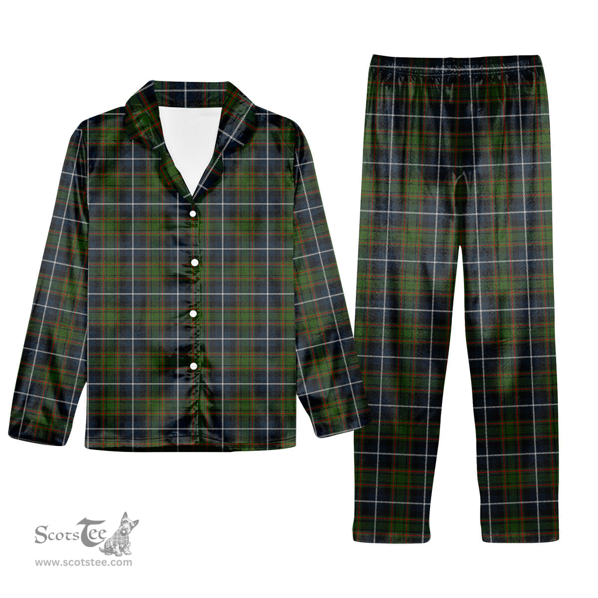 ScotsTee Shop Scottish MacRae Hunting Tartan Pajama Satin Velvet Flannel Pajama Set