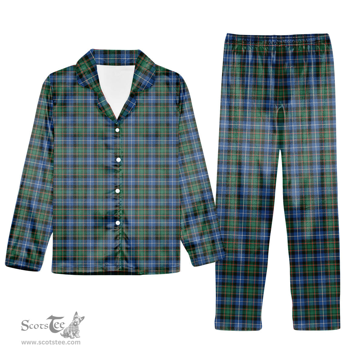 ScotsTee Shop Scottish MacRae Hunting Ancient Tartan Pajama Satin Velvet Flannel Pajama Set