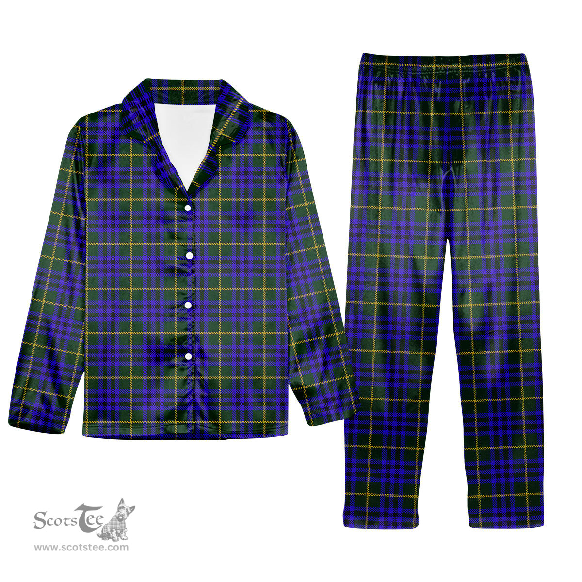 ScotsTee Shop Scottish Marshall of Keith Tartan Pajama Satin Velvet Flannel Pajama Set