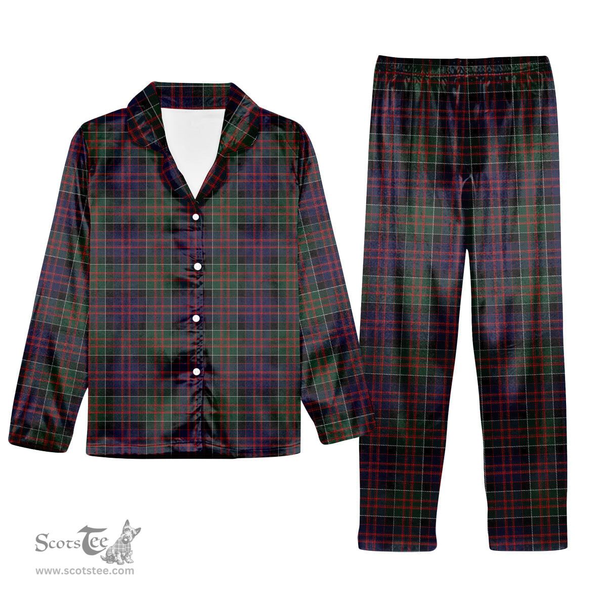 ScotsTee Shop Scottish McDonald of Clan Ranald Tartan Pajama Satin Velvet Flannel Pajama Set
