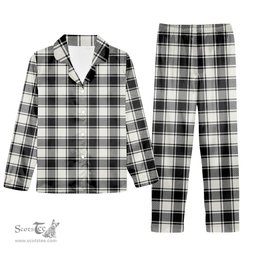 ScotsTee Shop Scottish McFie Black & White Modern Tartan Pajama Satin Velvet Flannel Pajama Set
