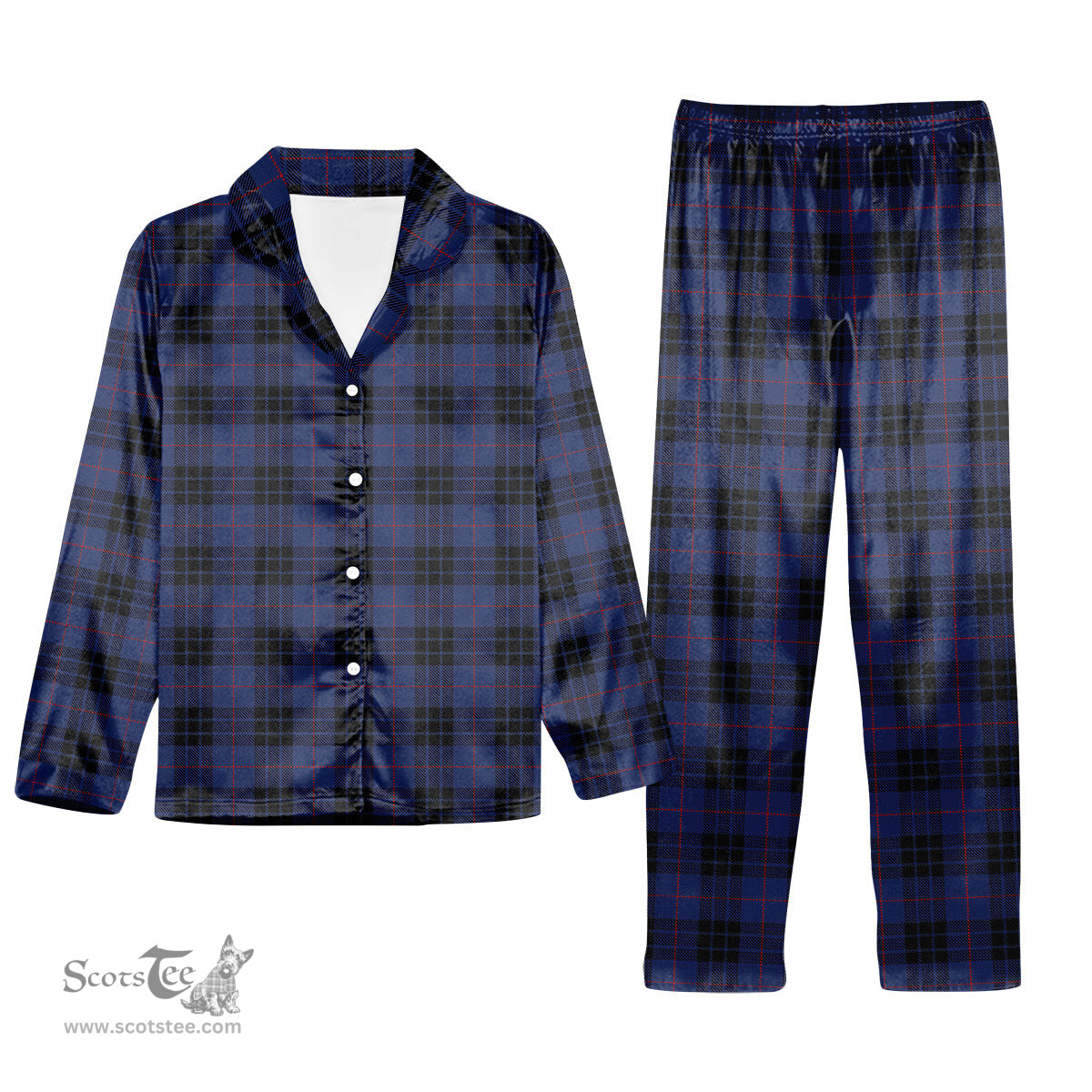 ScotsTee Shop Scottish McKay Blue #02 Tartan Pajama Satin Velvet Flannel Pajama Set