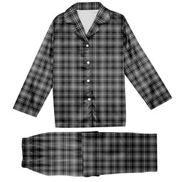 ScotsTee Shop Scottish McLean Black and White Tartan Pajama Satin Velvet Flannel Pajama Set