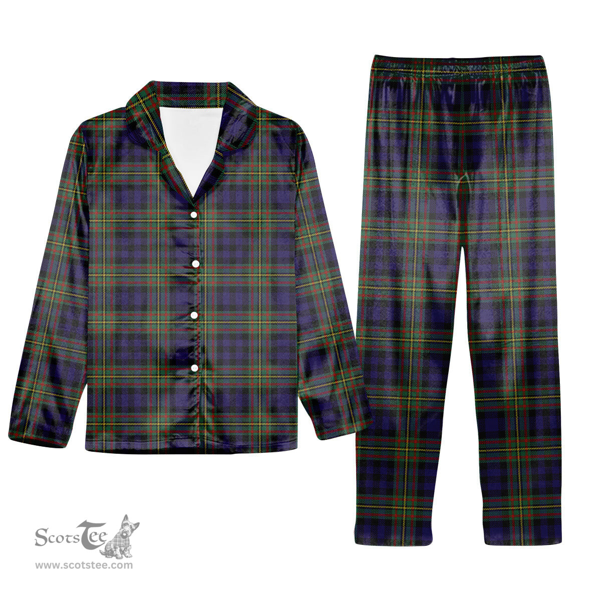 ScotsTee Shop Scottish McClellan Tartan Pajama Satin Velvet Flannel Pajama Set