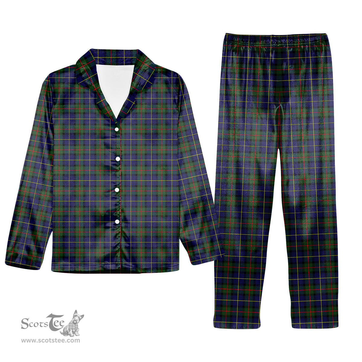 ScotsTee Shop Scottish McLeod of Harris Modern Tartan Pajama Satin Velvet Flannel Pajama Set