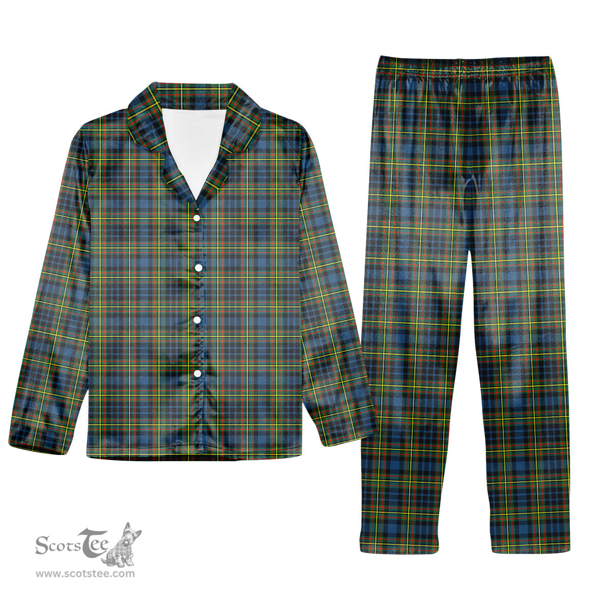 ScotsTee Shop Scottish McClelland Ancient Tartan Pajama Satin Velvet Flannel Pajama Set