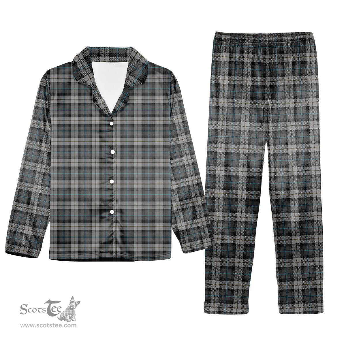ScotsTee Shop Scottish McCandlish Dress Grey Tartan Pajama Satin Velvet Flannel Pajama Set