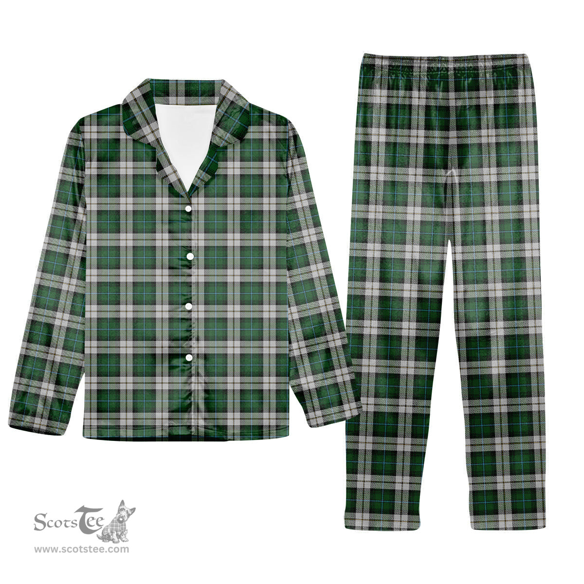 ScotsTee Shop Scottish McCandlish Arisaid Green Tartan Pajama Satin Velvet Flannel Pajama Set