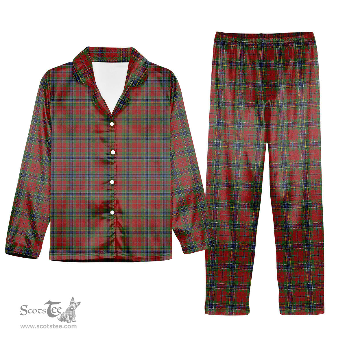 ScotsTee Shop Scottish McLean of Duart Tartan Pajama Satin Velvet Flannel Pajama Set
