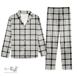 ScotsTee Shop Scottish McFarlane Black White Ancient Tartan Pajama Satin Velvet Flannel Pajama Set
