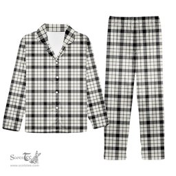 ScotsTee Shop Scottish McFarlane Black White Modern Tartan Pajama Satin Velvet Flannel Pajama Set