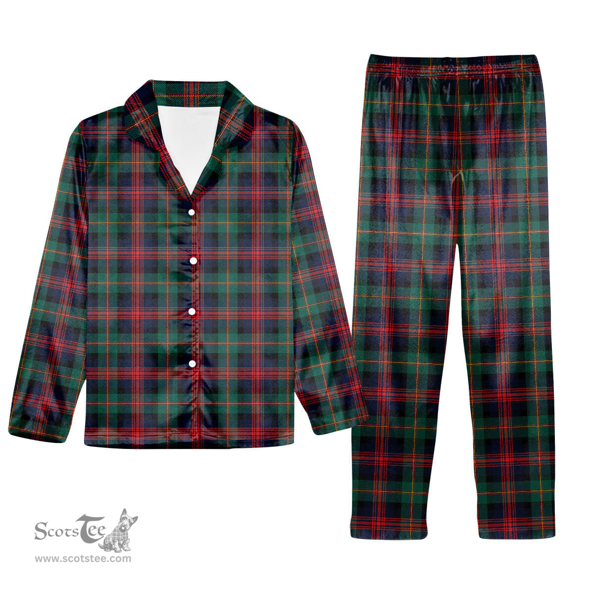 ScotsTee Shop Scottish McLennan Modern Tartan Pajama Satin Velvet Flannel Pajama Set