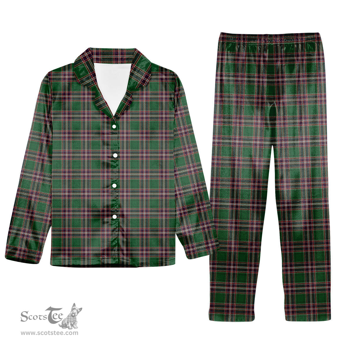 ScotsTee Shop Scottish McFarland Hunting Tartan Pajama Satin Velvet Flannel Pajama Set