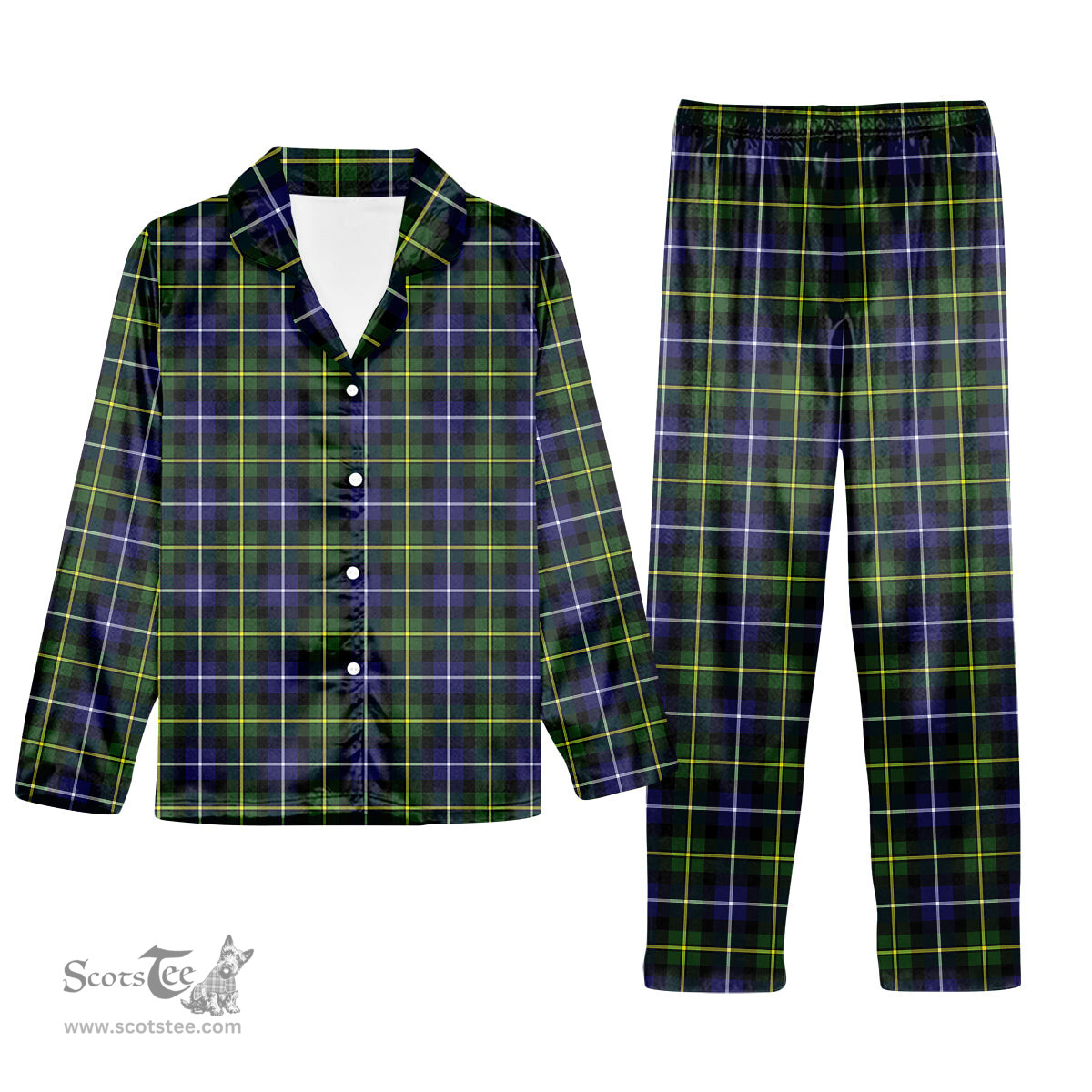 ScotsTee Shop Scottish McNeil of Barra Modern Tartan Pajama Satin Velvet Flannel Pajama Set