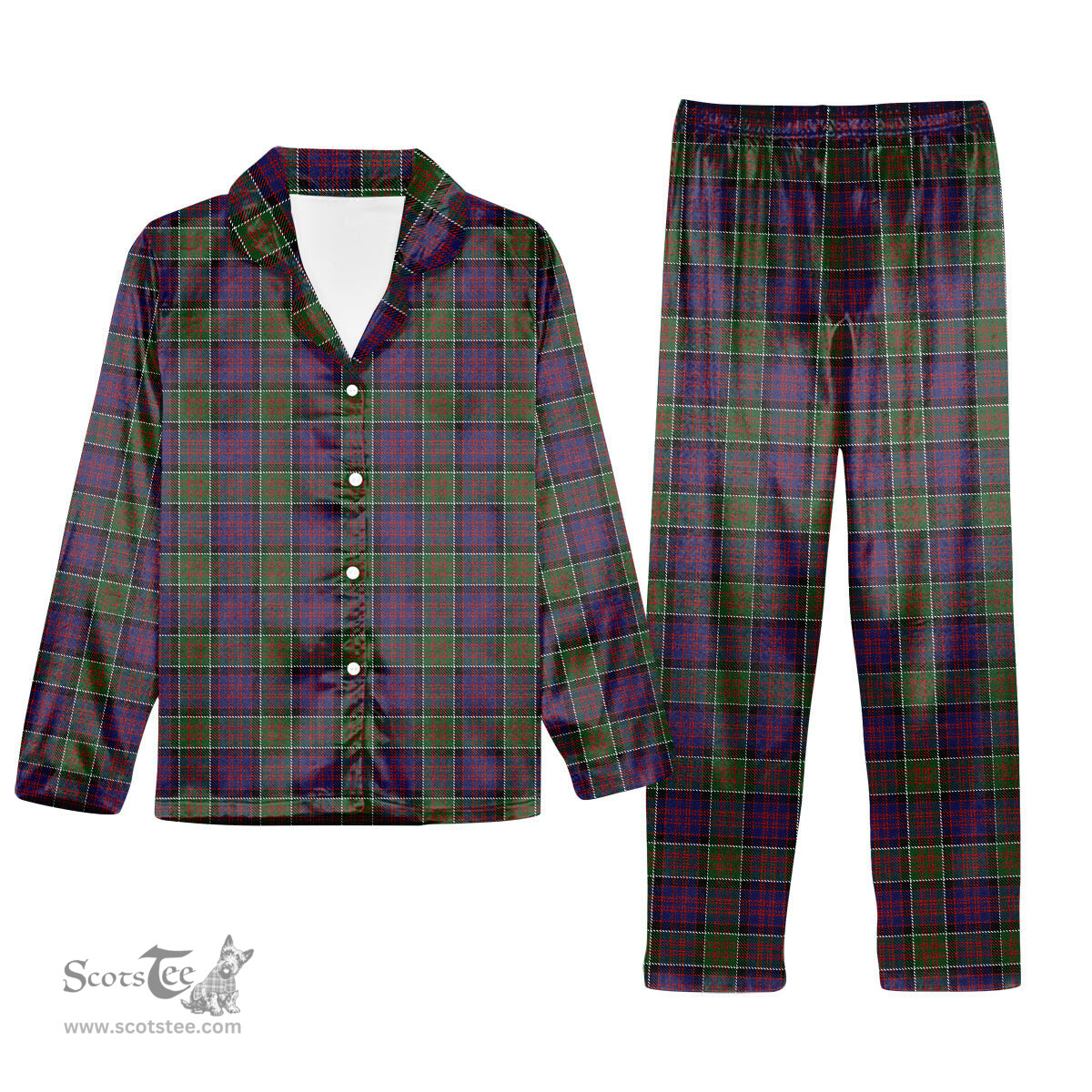 ScotsTee Shop Scottish McDonald of Clan Ranald Modern Tartan Pajama Satin Velvet Flannel Pajama Set