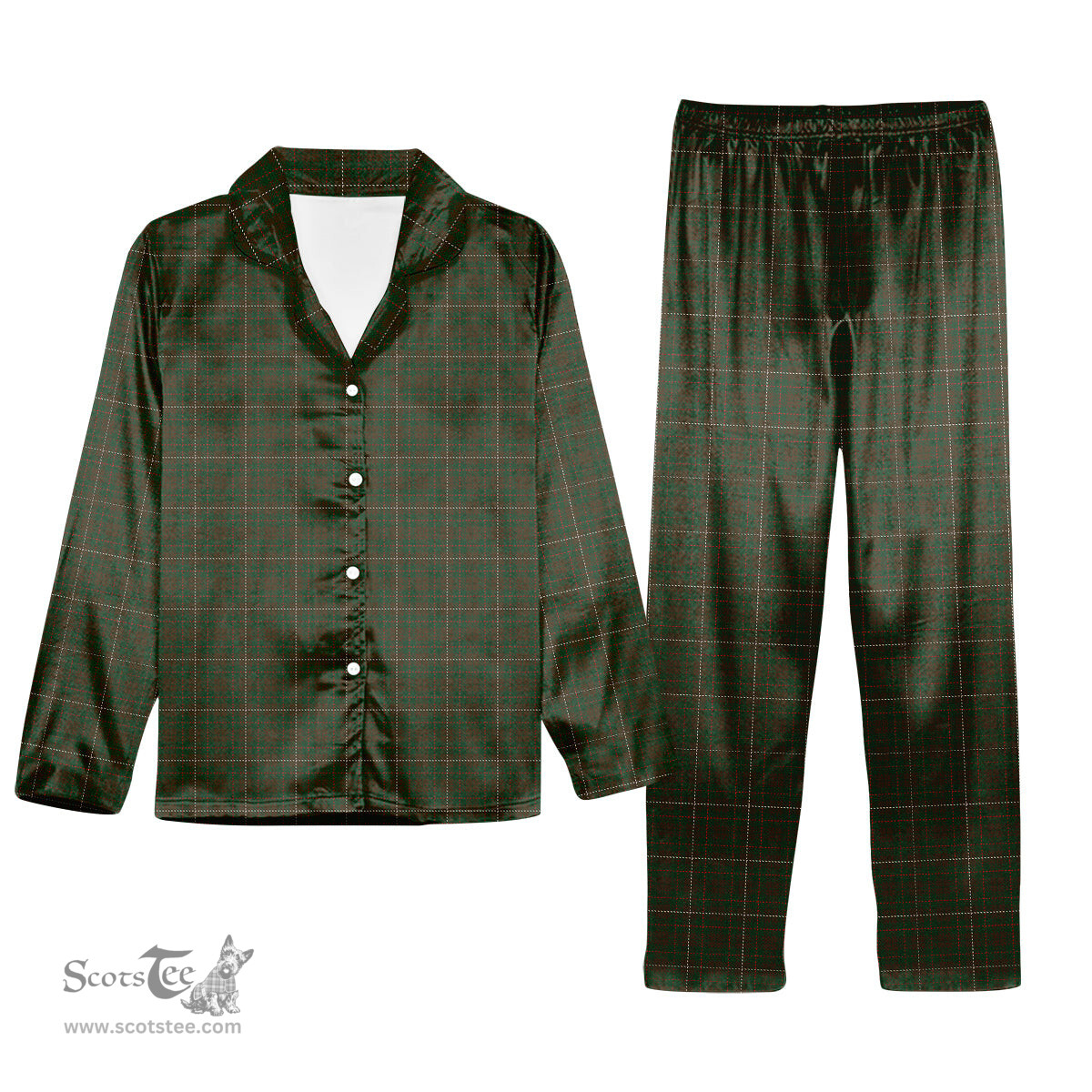 ScotsTee Shop Scottish McKinnon Hunting Tartan Pajama Satin Velvet Flannel Pajama Set