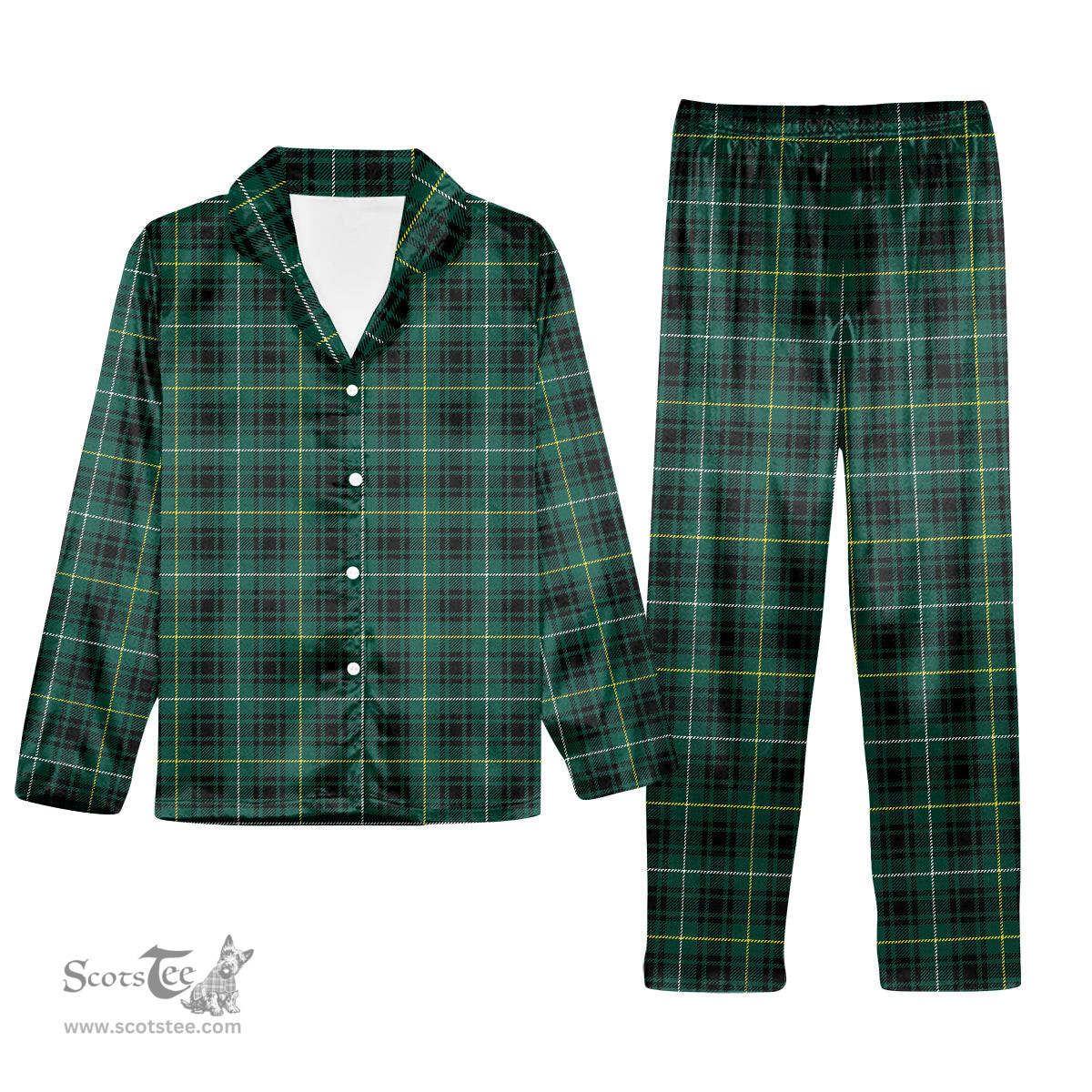 ScotsTee Shop Scottish McIvor Hunting Modern Tartan Pajama Satin Velvet Flannel Pajama Set