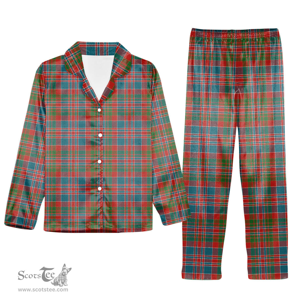 ScotsTee Shop Scottish McDonald of Boisdale Ancient Tartan Pajama Satin Velvet Flannel Pajama Set