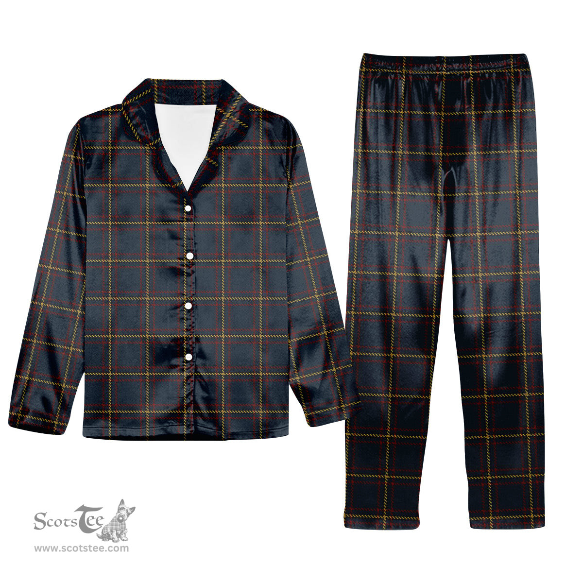 ScotsTee Shop Scottish McLaine of Lochbuie Hunting Tartan Pajama Satin Velvet Flannel Pajama Set