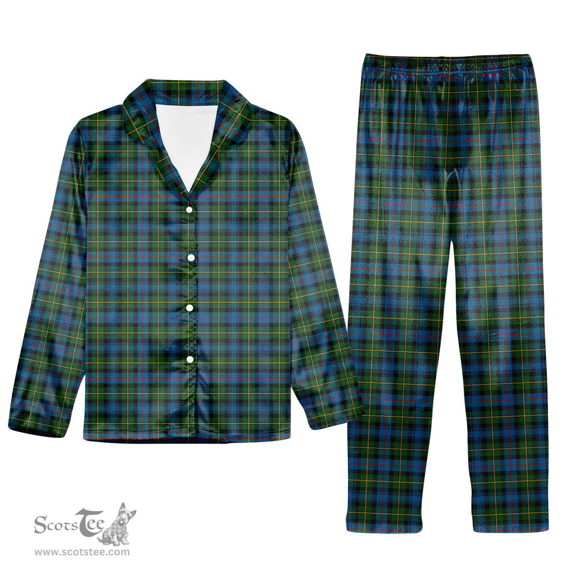 ScotsTee Shop Scottish McLeod of Skye Tartan Pajama Satin Velvet Flannel Pajama Set