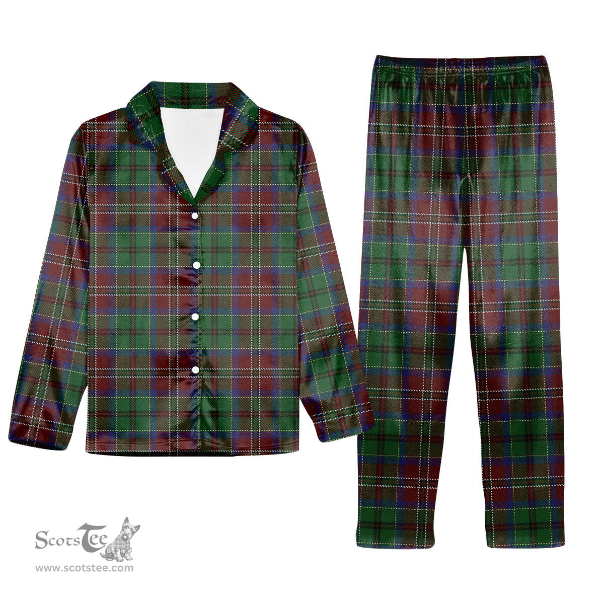ScotsTee Shop Scottish McCulloch Tartan Pajama Satin Velvet Flannel Pajama Set