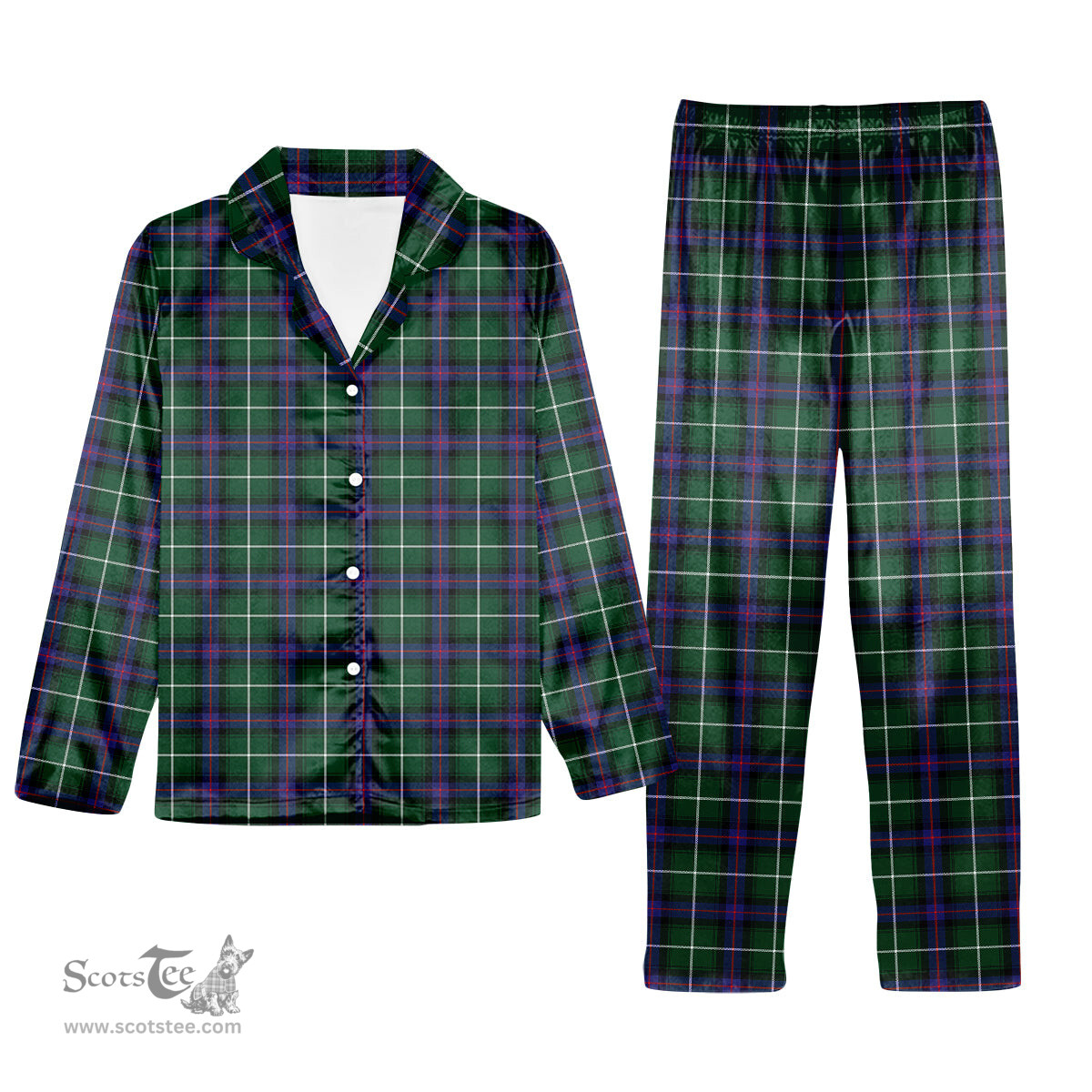 ScotsTee Shop Scottish McDonald of the Isles Hunting Modern Tartan Pajama Satin Velvet Flannel Pajama Set