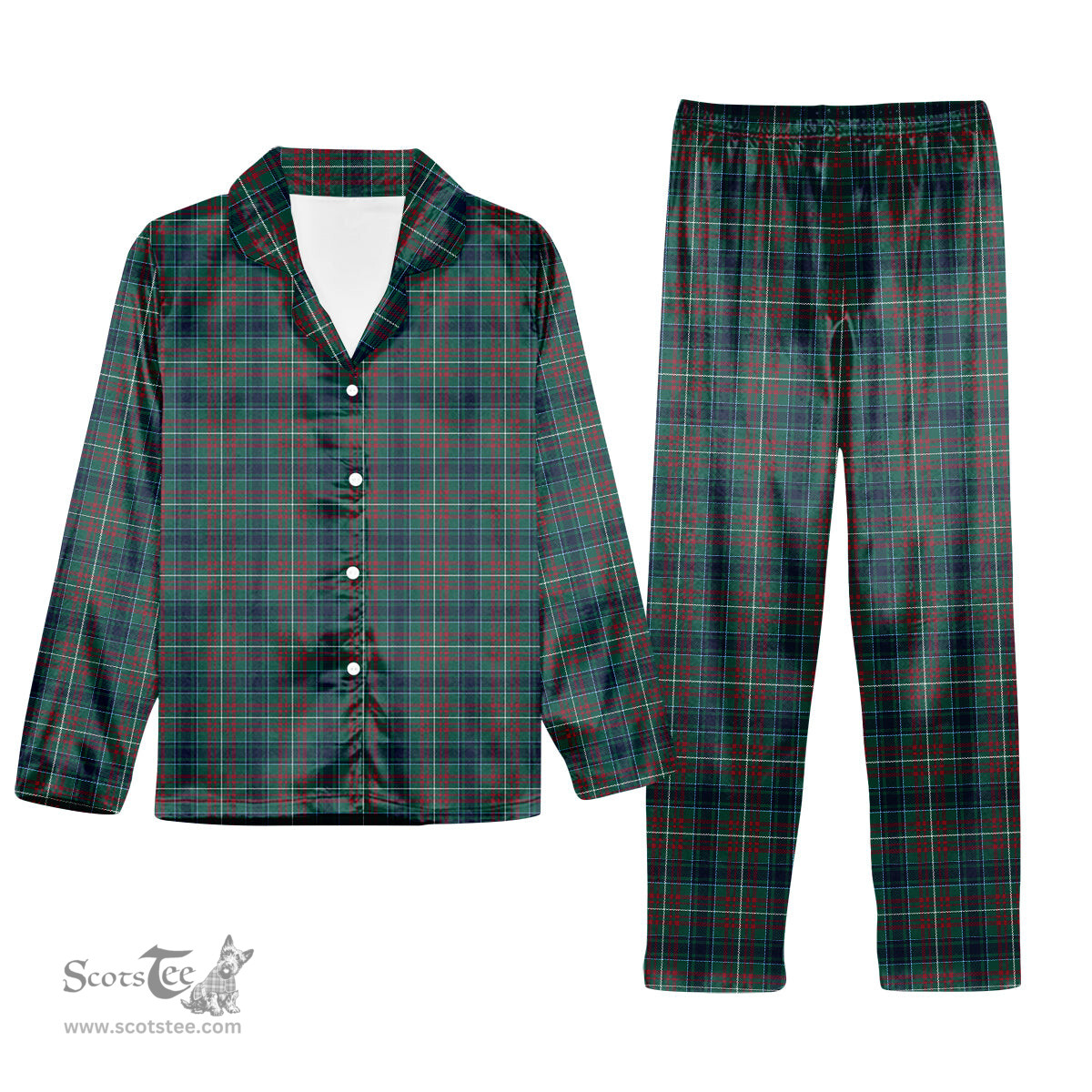 ScotsTee Shop Scottish McConnell Modern Tartan Pajama Satin Velvet Flannel Pajama Set