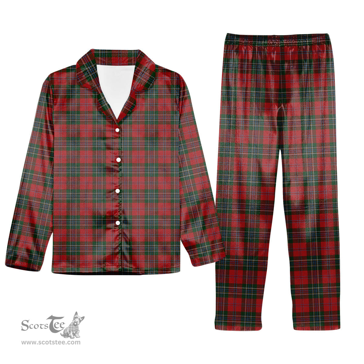 ScotsTee Shop Scottish McLean Tartan Pajama Satin Velvet Flannel Pajama Set