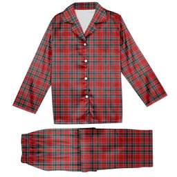 ScotsTee Shop Scottish McDonald of Lochmaddy Modern Tartan Pajama Satin Velvet Flannel Pajama Set